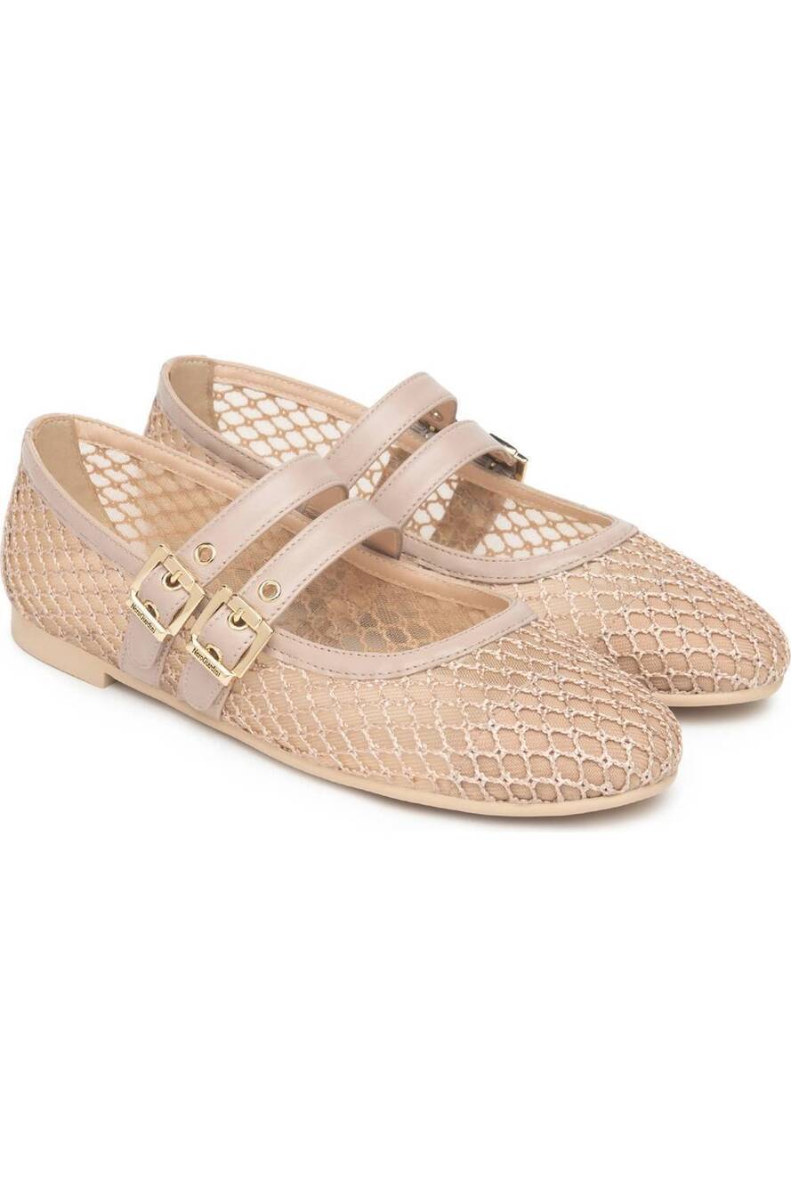 NEW NEROGIARDINI women's rose mesh ballet flat in nude